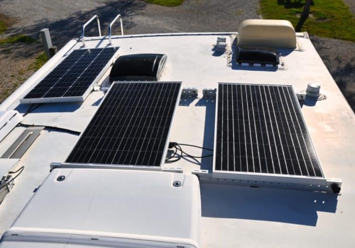 third party solar panels on an rv that are connected to a goal zero yeti power station