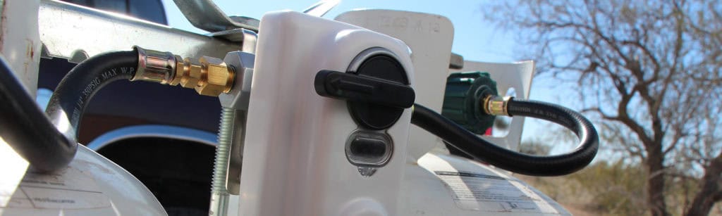 automatic dual 2 stage RV propane regulator on a travel trailer