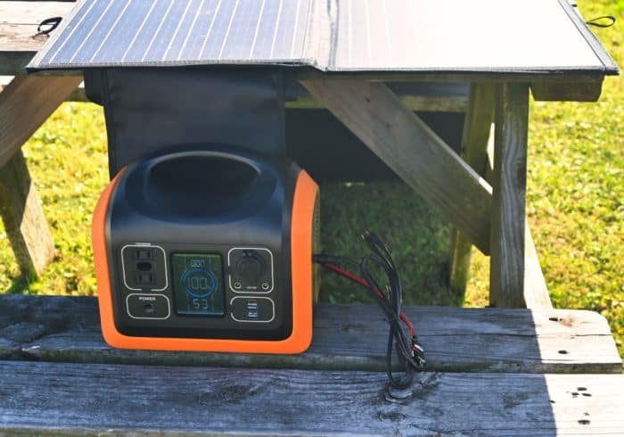 portable power station that does not come with a solar panel connected to a third party solar panel