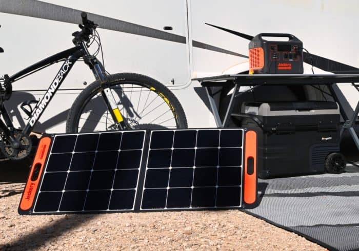 jackery solar saga 100 watt portable solar panel that's compatible with the jackery exploer portable power stations