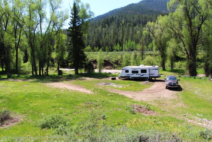 Our campsite on Forest Road 281 in Idaho near Jackson Wyoming.