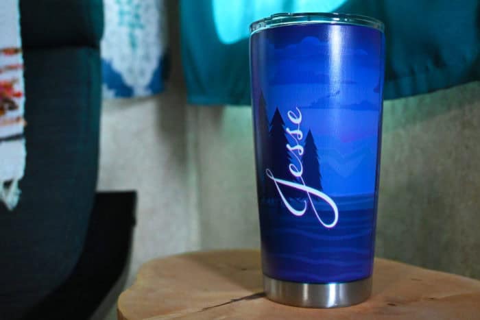personalized text on 64Hydro stainless steel tumbler