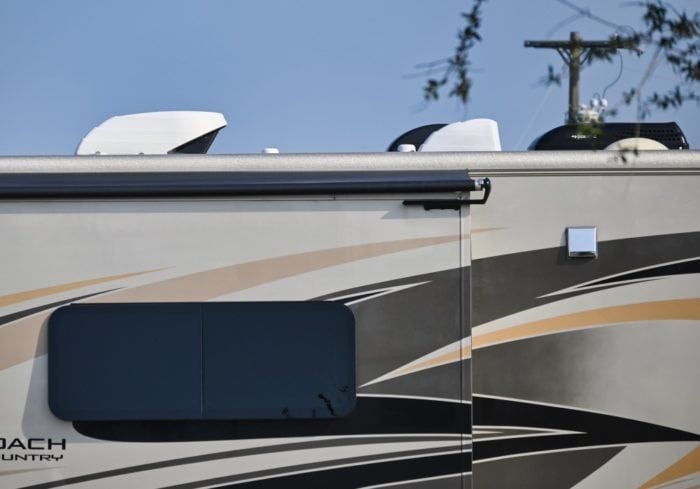 slide out topper on a class a motorhome rv camper
