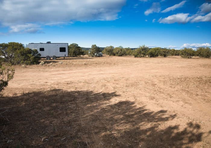 RV and travel trailer camping in the Caja Del Rio Dispersed Camping Area in Santa Fe, New Mexico
