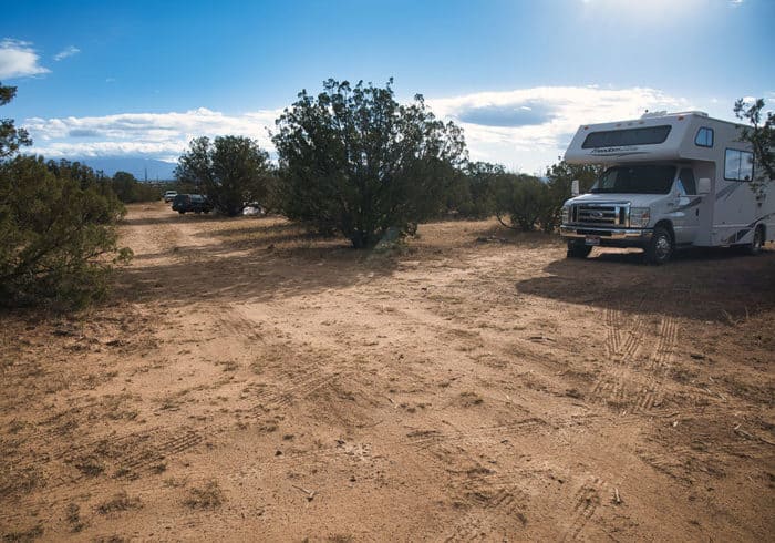 Small campsite in the Caja Del Rio Free Camping Area in Santa Fe New Mexico