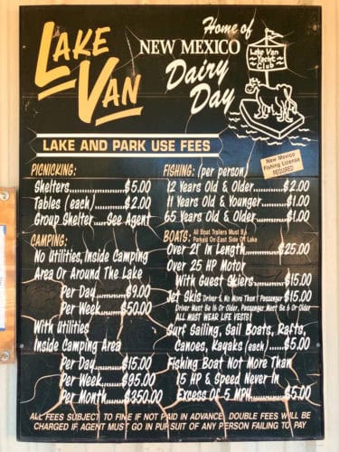 Lake Van rules and rates including prices for the Lake Van RV Park