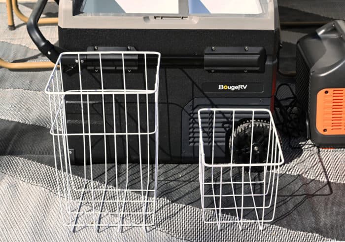 empgty wire baskets from the BougeRV portable fridge freezer