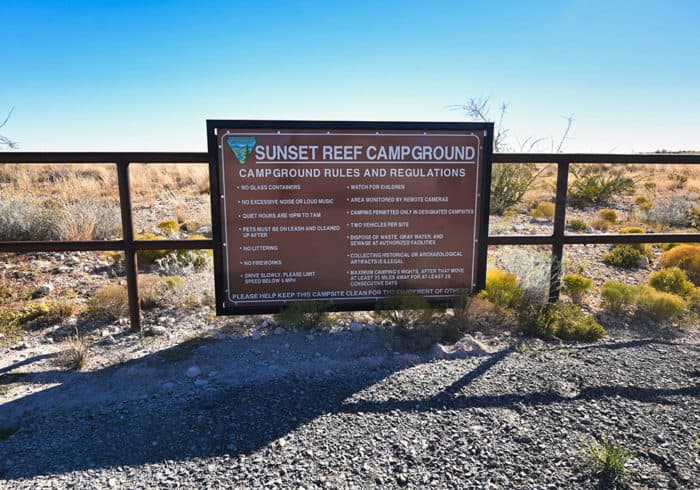 rules for the sunset reef campground near carlsbad caverns nationa park new mexico