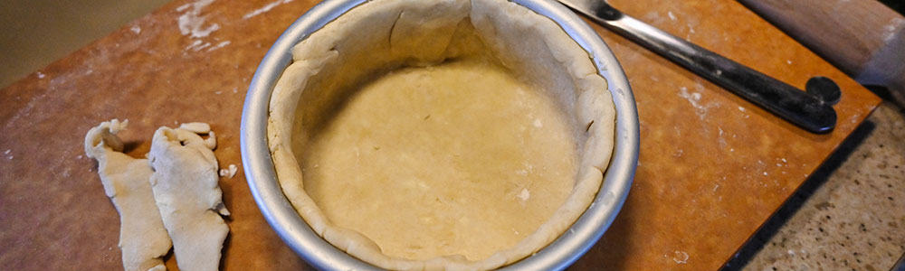 pie dough in small pan for mini air fryer