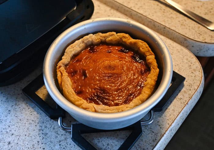 pumkin pie cooked in a small air fryer