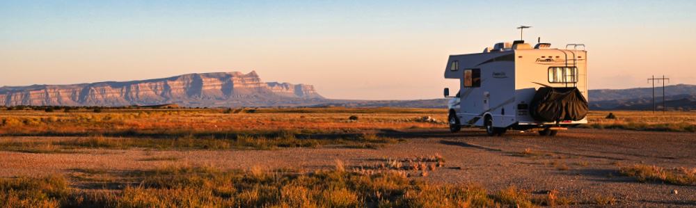 an rv boondocking on some blm land in a free dispersed camping area