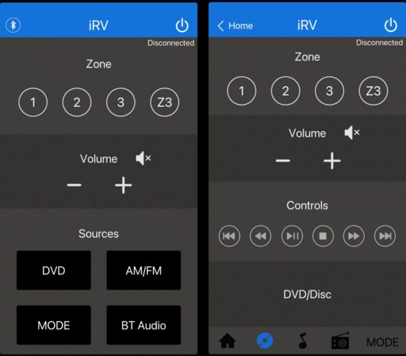 iRV remote app for the iRV wall mount stereo with RV DVD player
