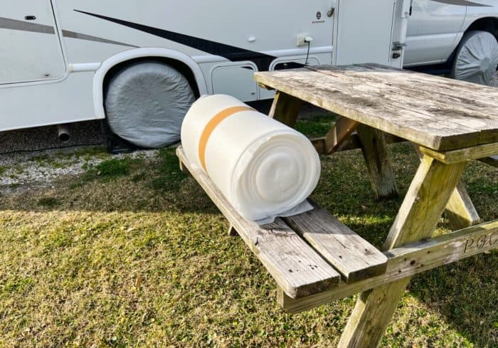 roll of high density foam bought online to replace an rv cushion