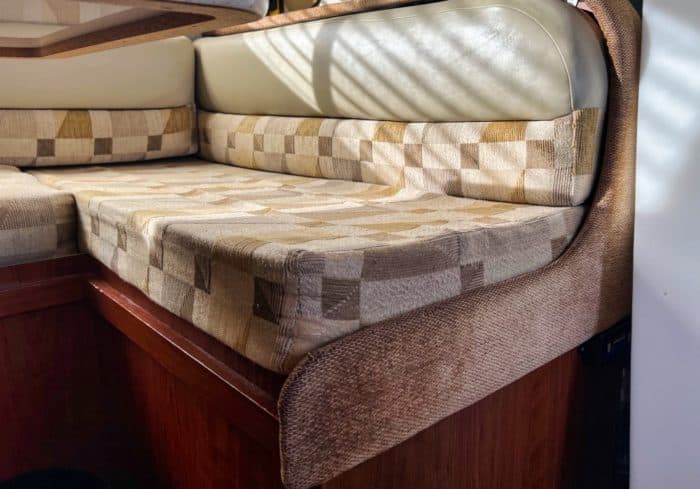 rv dinette with an rv cushion that's been replaced with new foam bought online