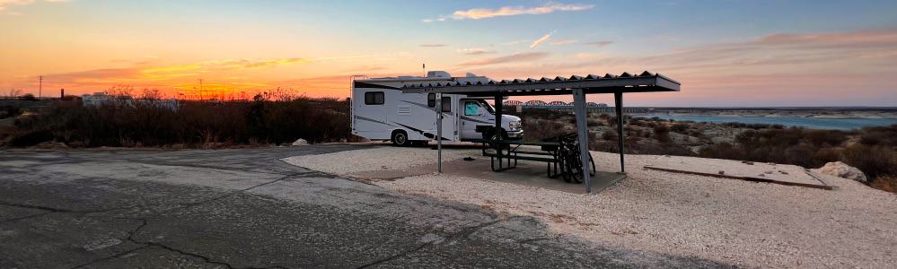 small back in campsite at governors landing campground near del rio texas on the amistad reservoir