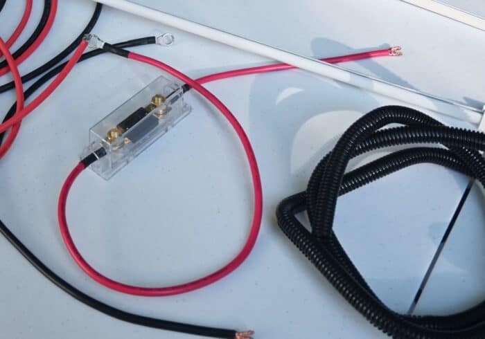 positive battery cable with a 20 amp fuse for charging RV batteries with a solar panel