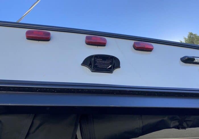 shark mount for a furrion vision s rv backup camera pre-wired onto an rv