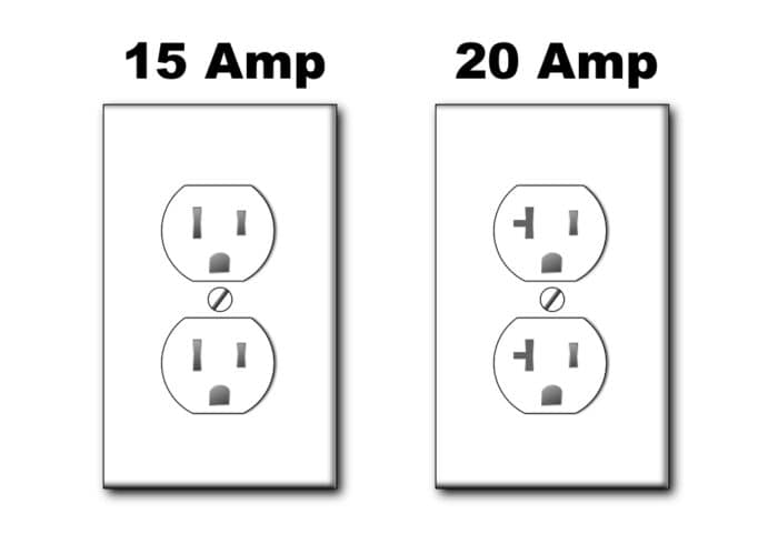 15 amp vs 20 amp outlets found in homes and garages that can be used to plug in an rv