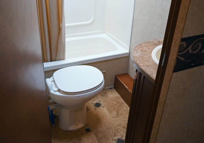thetford aqua magic residential rv toilet that won't hold water because of a dry waste ball seal