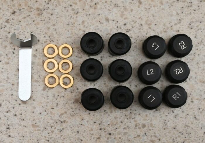 Tymate tire pressure monitor system sensors with dust caps and anti theft nuts