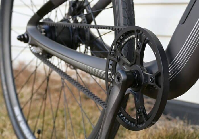 carbon belt drive on the urtopia carbon one smart electric bike