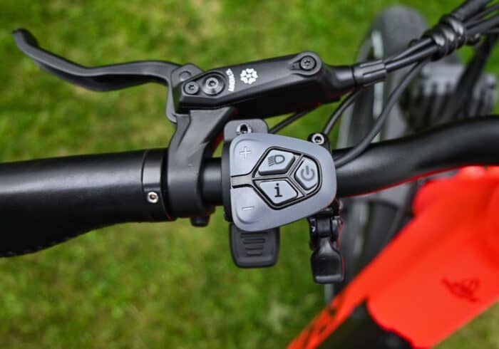 button controls on the rattan pathfinder fat tire electric bicycle