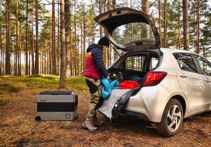 car camping with a 63 quart vevor 12 volt refrigerator portable fridge freezer