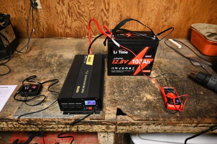 litime mini being tested with inverter