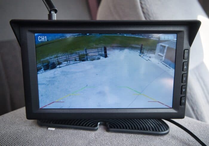 Large 7 inch monitor that comes with the Auto Vox solar rv backup camera