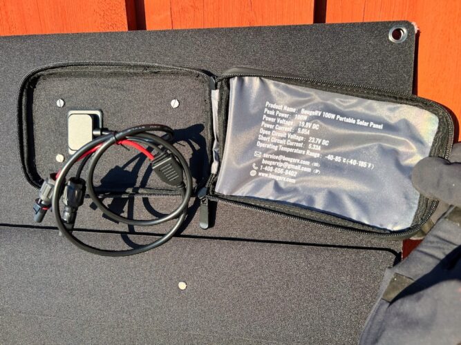 back of the BougeRV 100w solar panel