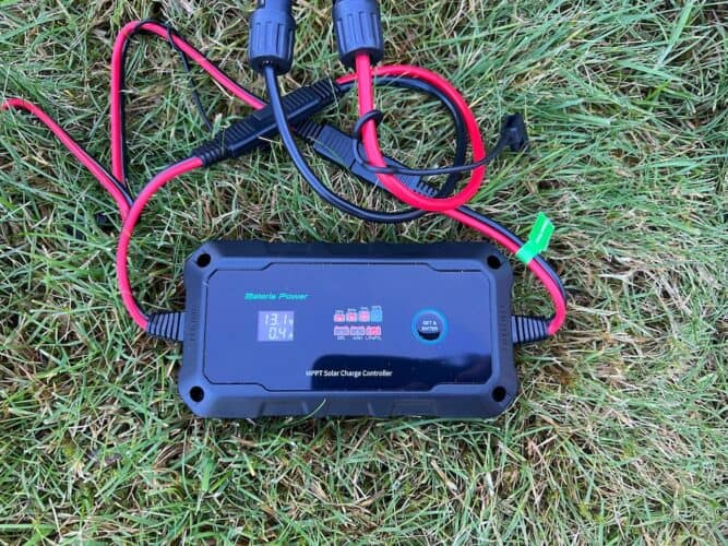 charge controller connected to battery and solar panel