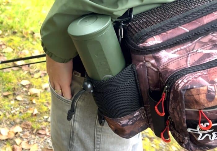 outin portable coffee maker battery powered espresso machine in a fanny pack for fishing