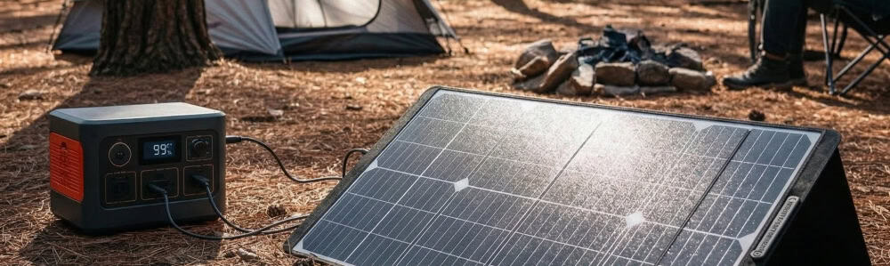 a solar panel connected to a power station