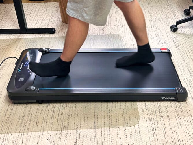 Merach T26 Desk Treadmill Being Walked On