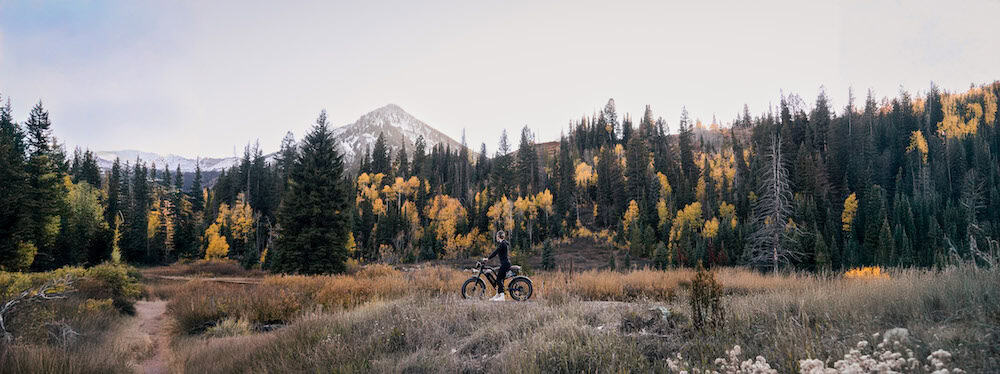 REVR V5 off road full suspension electric bike being tested in the utah mountains