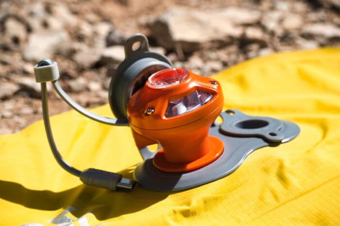 Aerogogo Giga Pump attached to camping mat