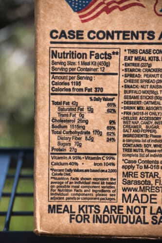 calories in one MRE Star Complete Meal